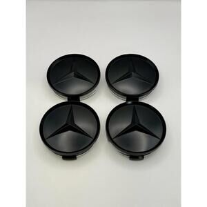 Set of 4 Mercedes Benz Center Hub Caps All Matte Black 75mm Fits Most Models